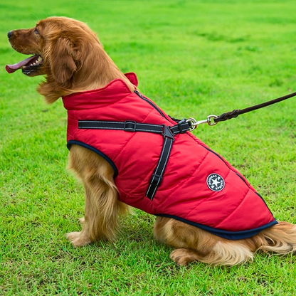 LuckyDog Hundemantel mit Fleece-Futter und Hundegeschirr - warm und fit durch den Winter