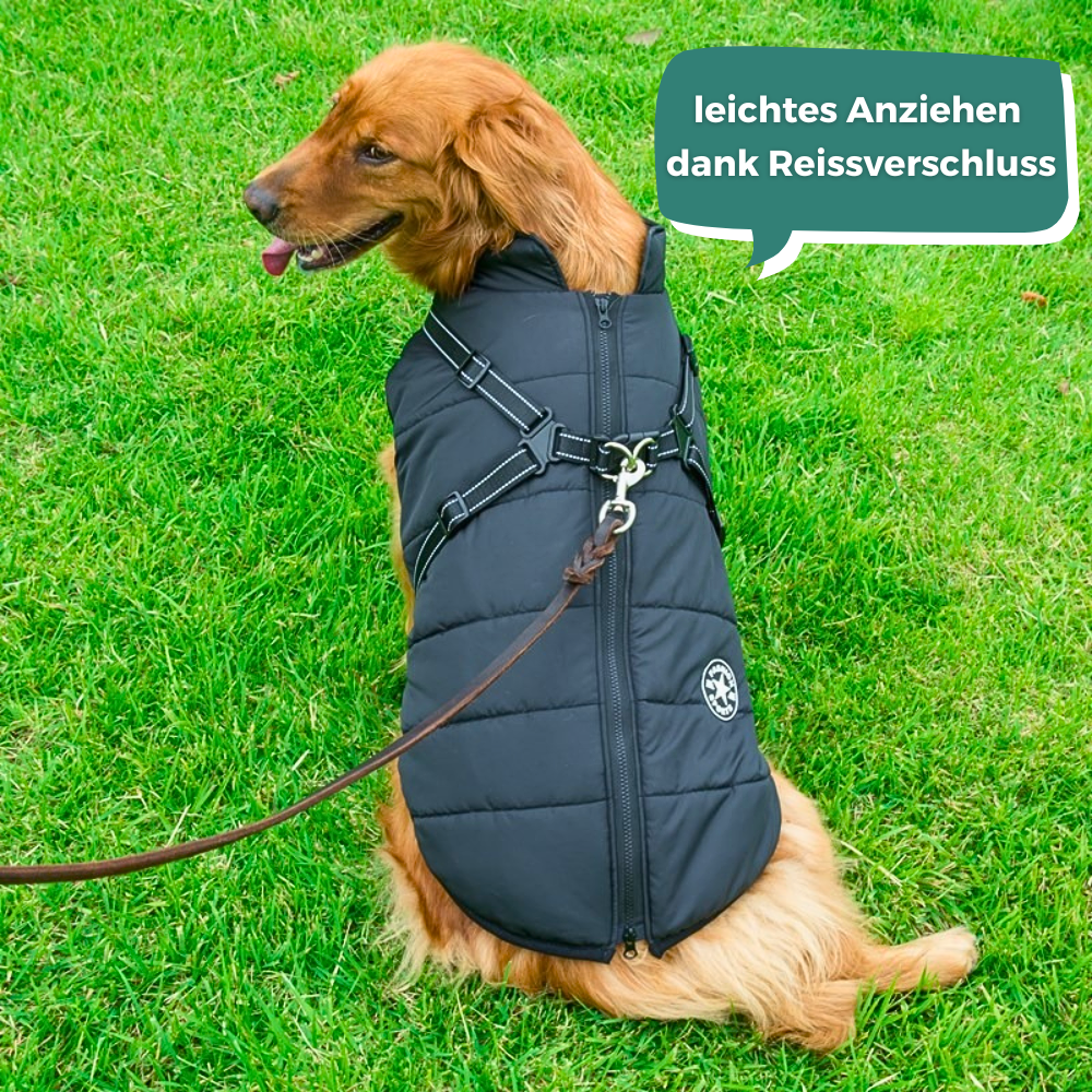 LuckyDog Hundemantel mit Fleece-Futter und Hundegeschirr - warm und fit durch den Winter