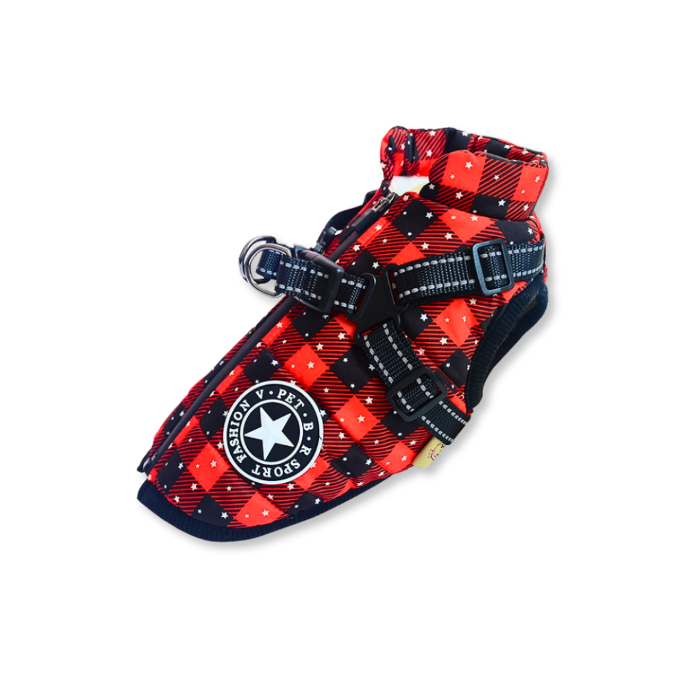 LuckyDog Hundemantel mit Fleece-Futter und Hundegeschirr - warm und fit durch den Winter