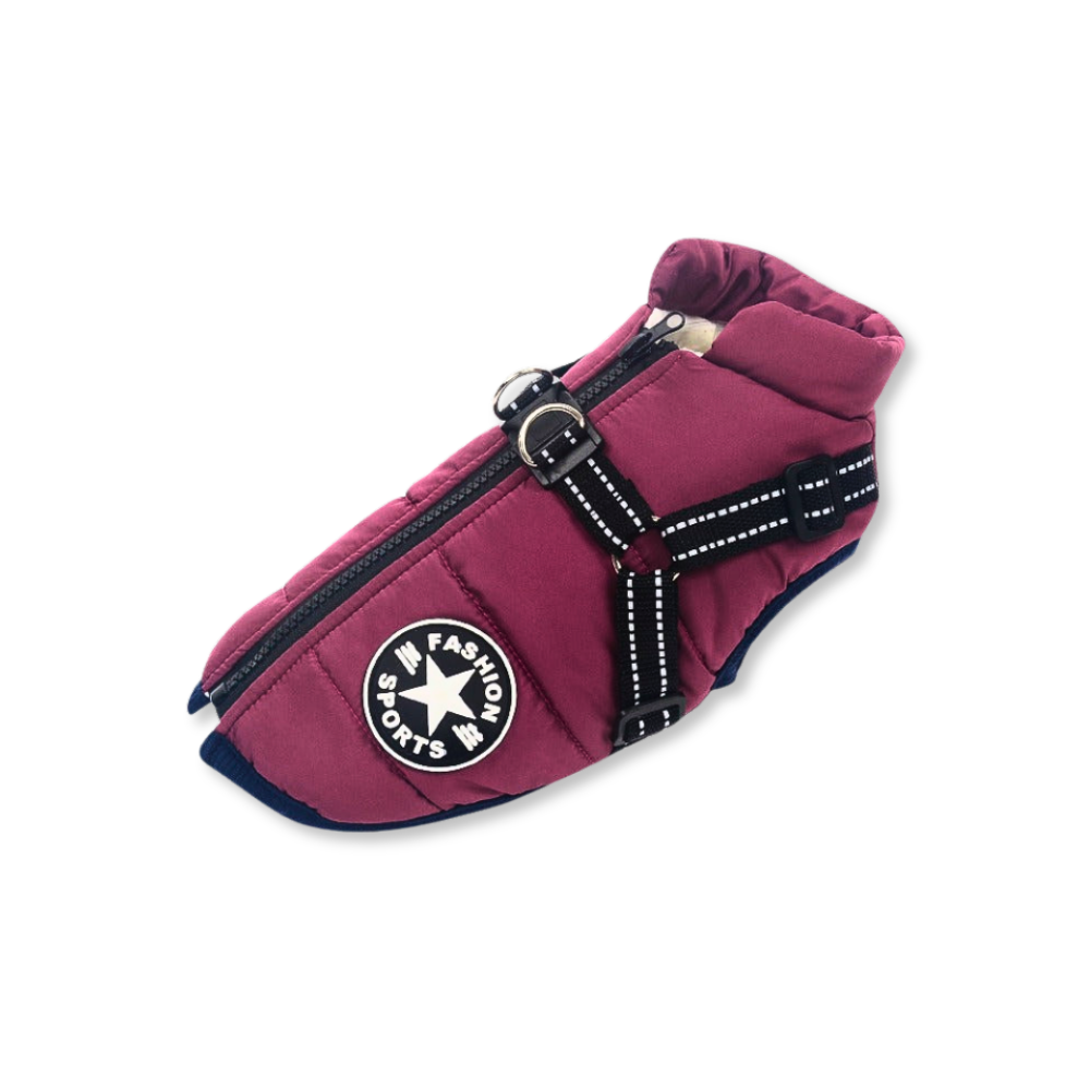 LuckyDog Hundemantel mit Fleece-Futter und Hundegeschirr - warm und fit durch den Winter