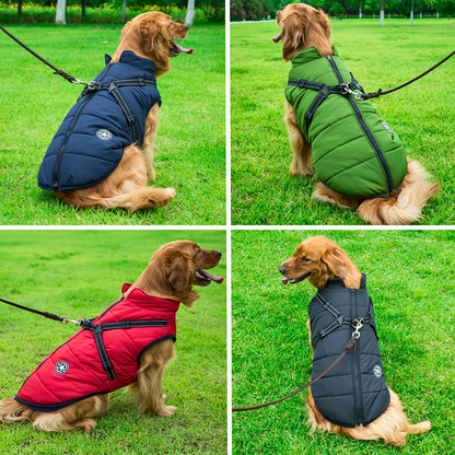 LuckyDog Hundemantel mit Fleece-Futter und Hundegeschirr - warm und fit durch den Winter
