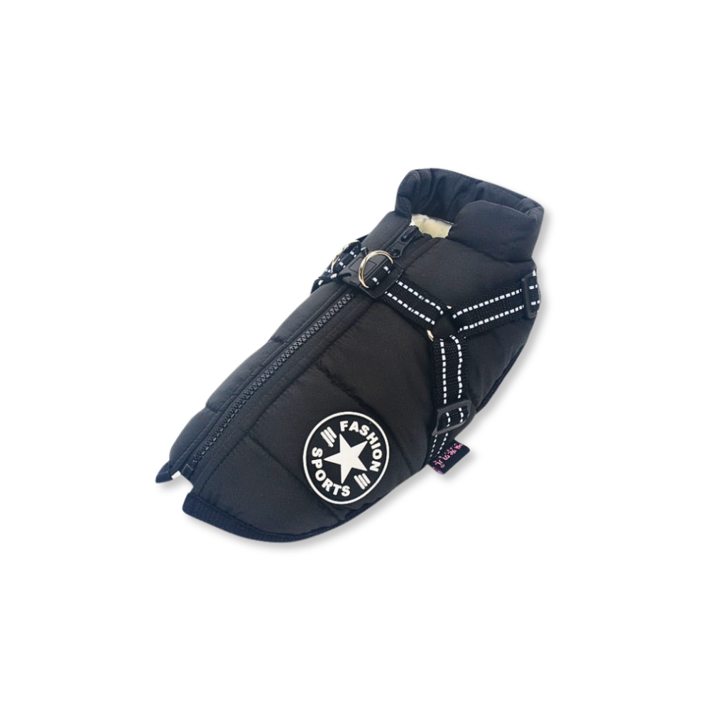 LuckyDog Hundemantel mit Fleece-Futter und Hundegeschirr - warm und fit durch den Winter