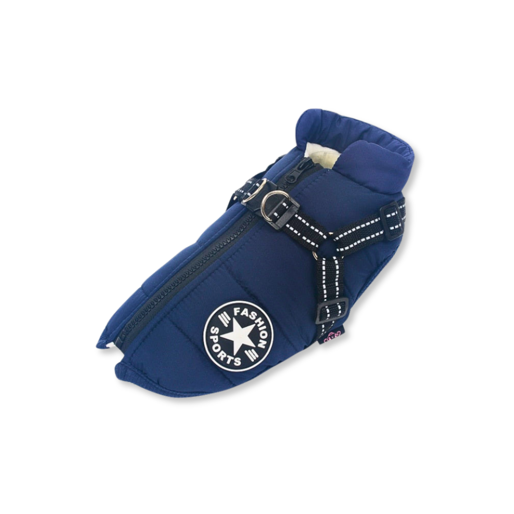 LuckyDog Hundemantel mit Fleece-Futter und Hundegeschirr - warm und fit durch den Winter
