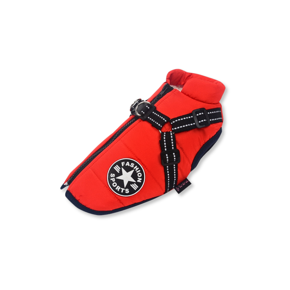 LuckyDog Hundemantel mit Fleece-Futter und Hundegeschirr - warm und fit durch den Winter