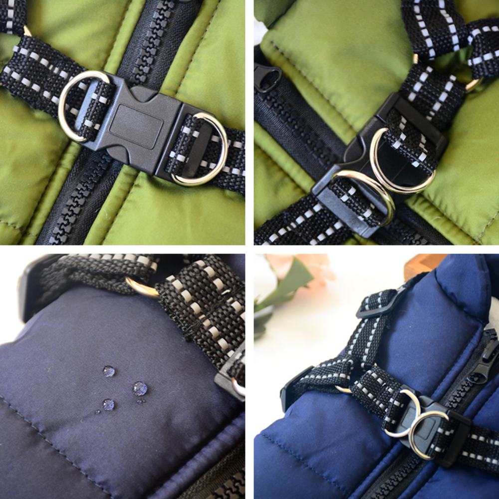 LuckyDog Hundemantel mit Fleece-Futter und Hundegeschirr - warm und fit durch den Winter