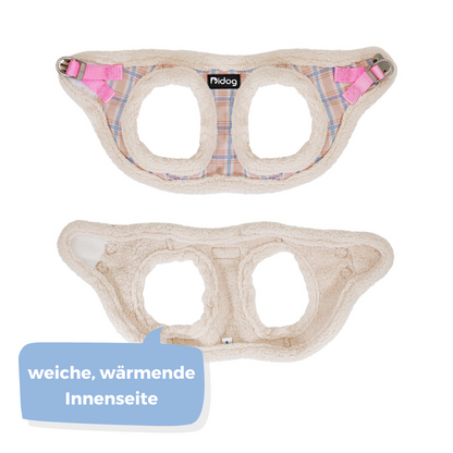Weiches Hundegeschirr "Softie" in niedlichem Karo-Muster, inkl. Leine