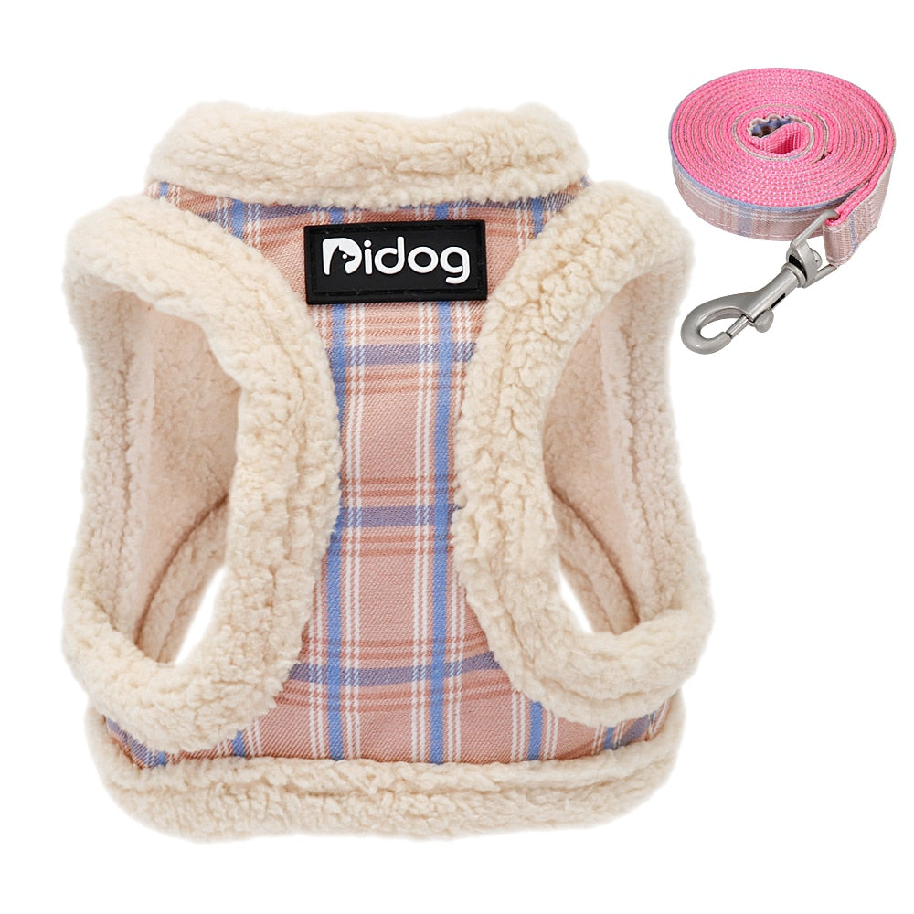 Weiches Hundegeschirr "Softie" in niedlichem Karo-Muster, inkl. Leine