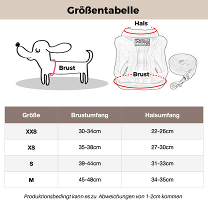Weiches Hundegeschirr "Softie" in niedlichem Karo-Muster, inkl. Leine